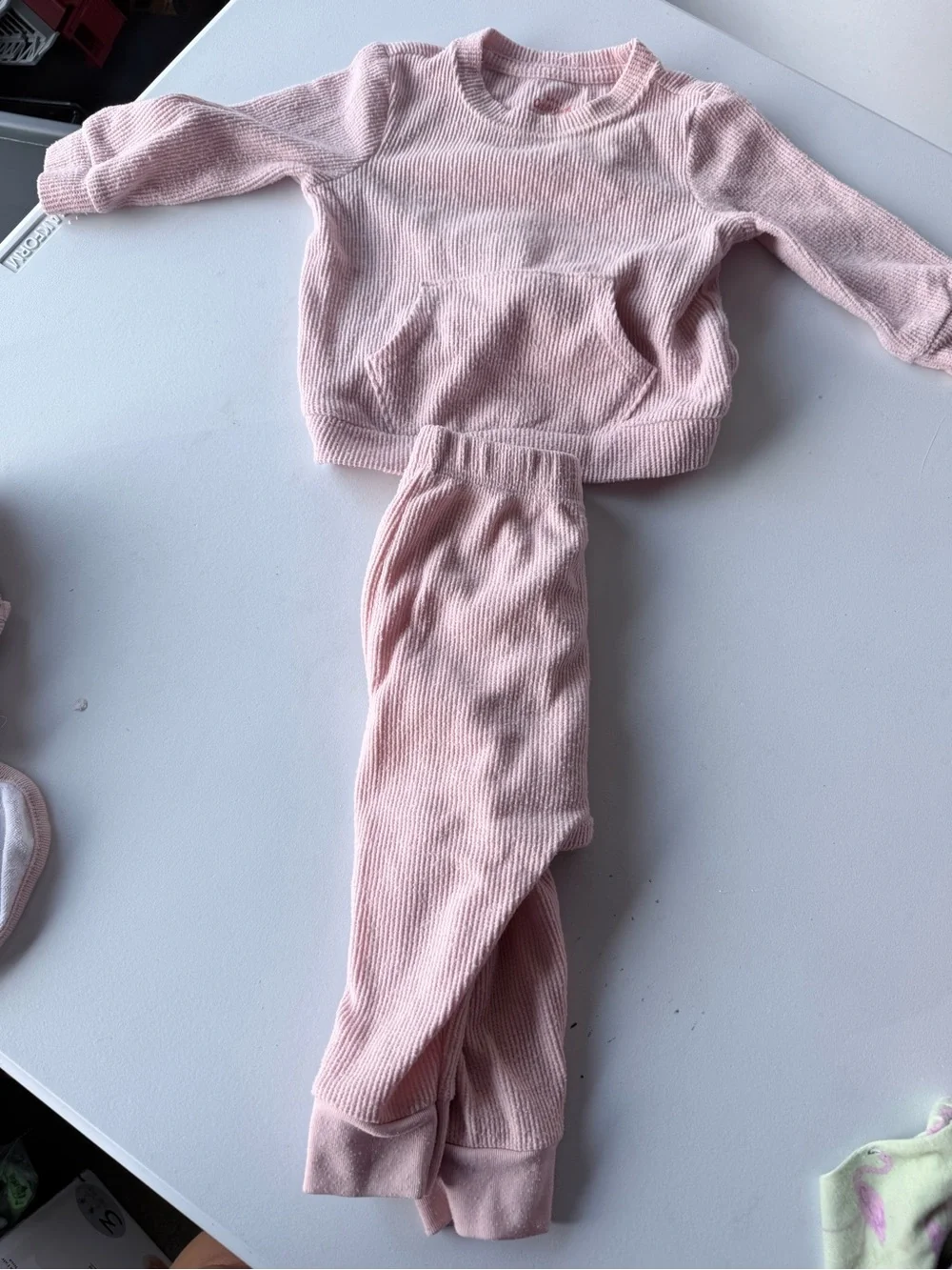 Cat & Jack Light Pink Ribbed Kids Pajama Set